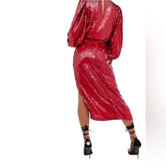 ASOS EDITION split wrap midi skirt in sequin - Picture 2 of 4